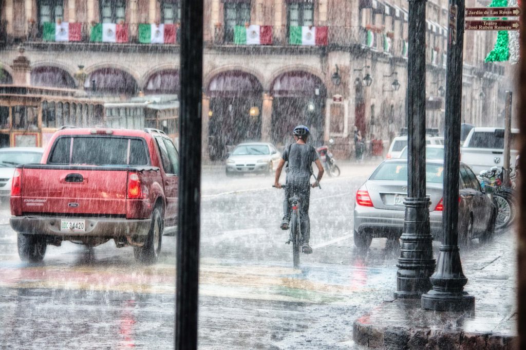 rainy bike ride