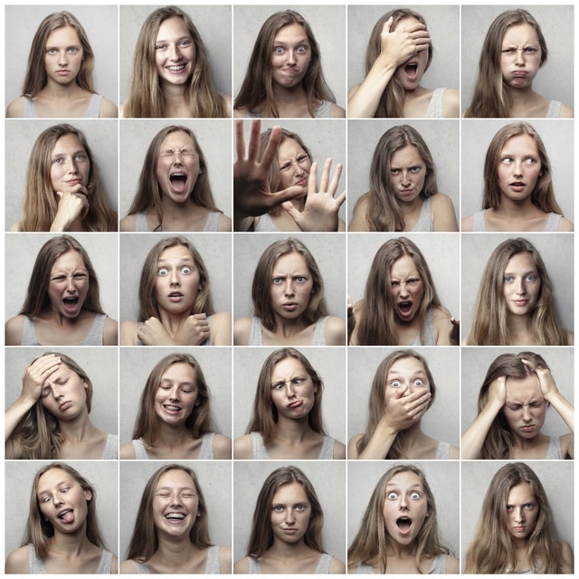 photo of 25 faces showing emotion